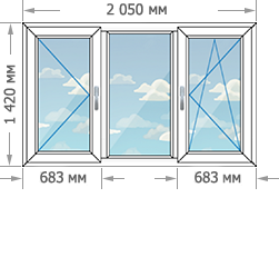 Цены на пластиковые окна ПВХ в домах серии П-46 размером 2049x1420
