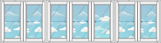 Остекление балкона на семь створок (Тип 5) размером 6230x1450